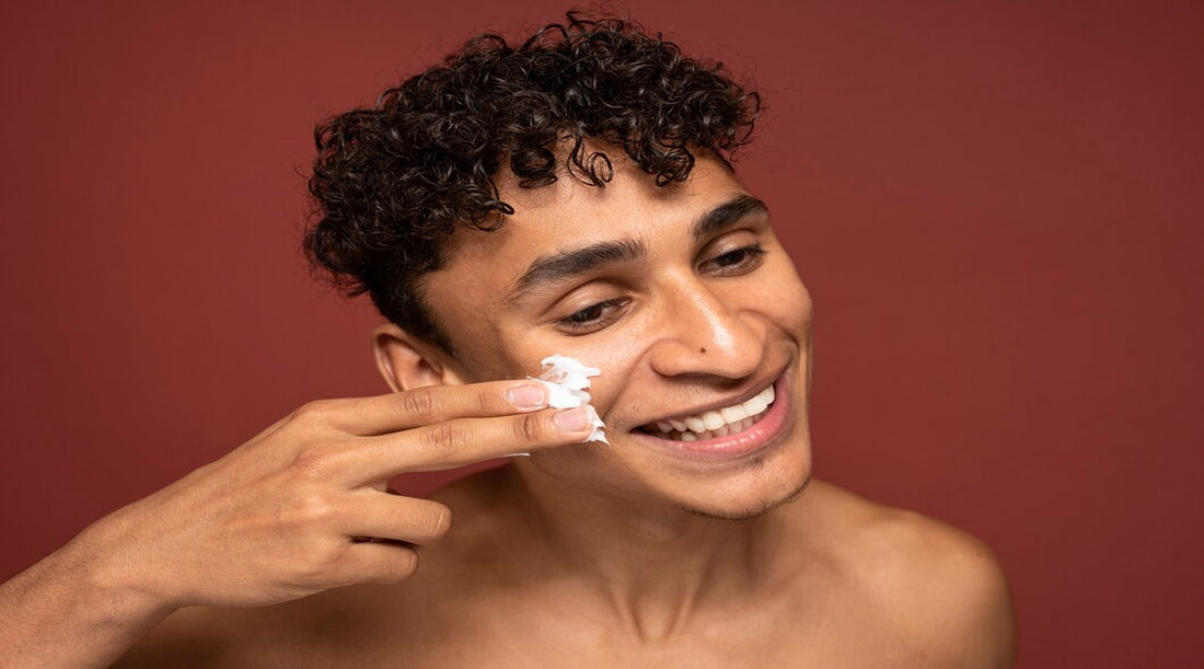 Image by <a href="https://www.freepik.com/free-photo/portrait-handsome-man-applying-moisturizer-his-face-smiling_21075050.htm#query=men%20skincare%20cream&position=45&from_view=search&track=sph">Freepik</a>